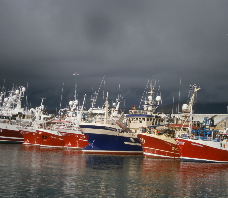 A row of fishing vessels in Ireland