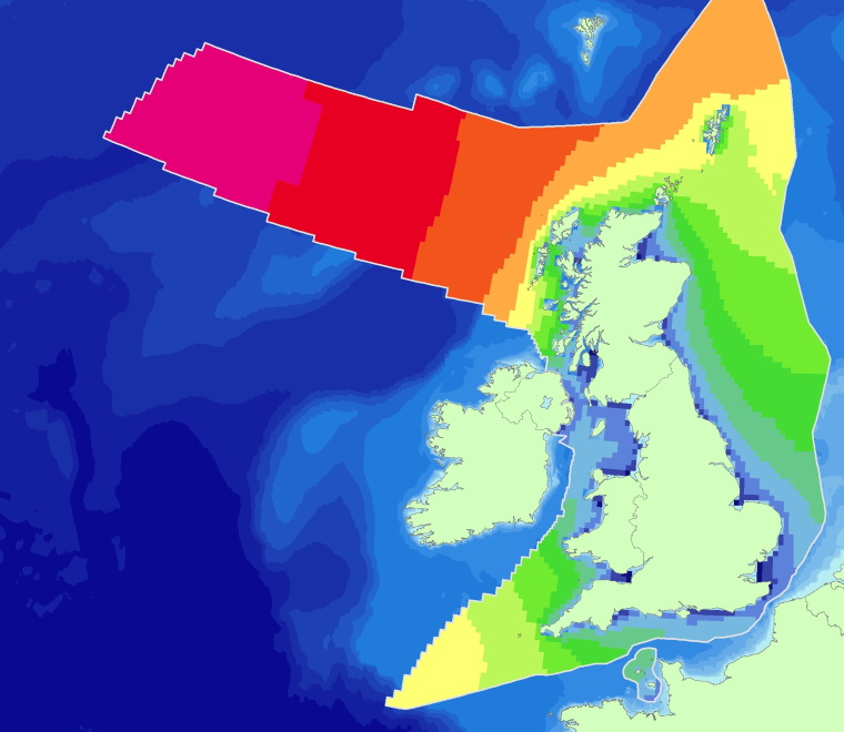 Map of UK ocean wind 