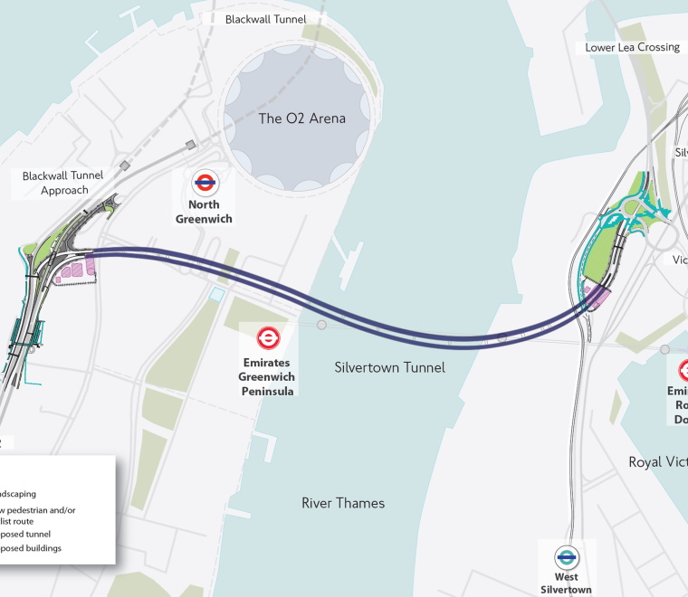 Silvertown Tunnel map 