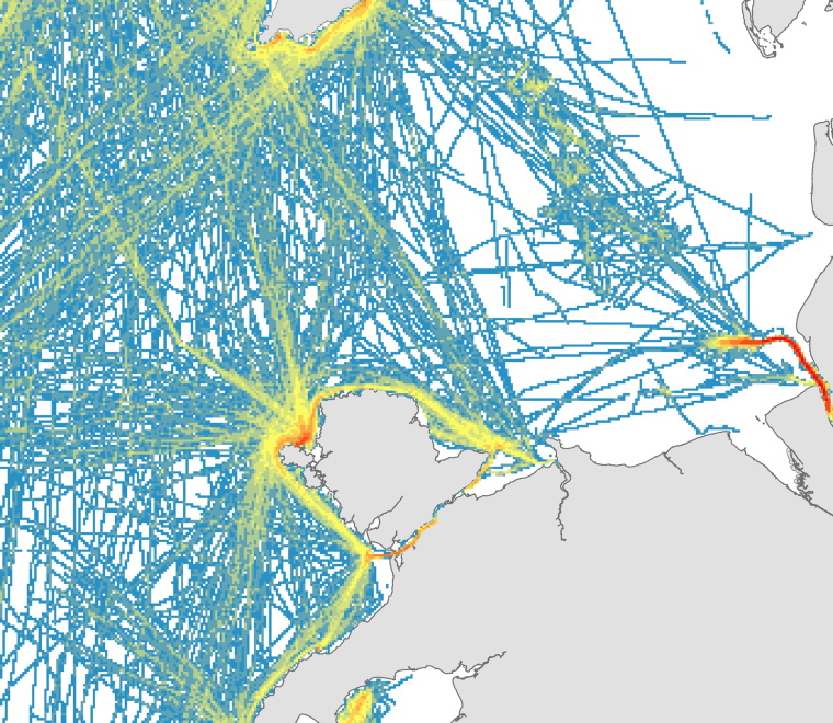 Recreational boating intensity in Anglesey