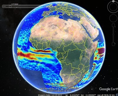 Monthly average residual surface current speed and direction
