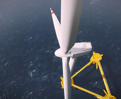 Offshore wind turbine birds eye view