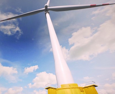 Offshore wind turbine from below